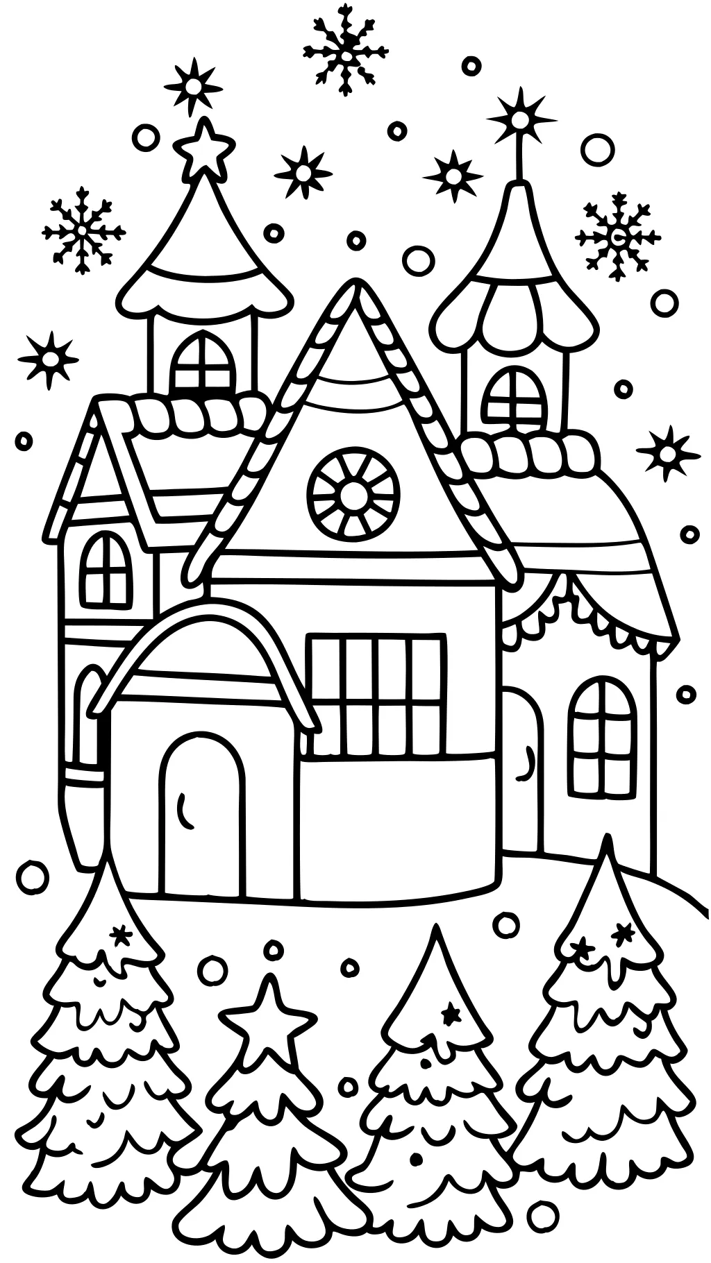 pages à colorier de maisons de Noël